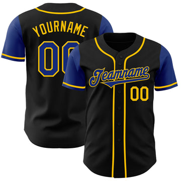 Custom Black Royal-Yellow Authentic Two Tone Baseball Jersey