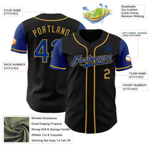 Load image into Gallery viewer, Custom Black Royal-Old Gold Authentic Two Tone Baseball Jersey
