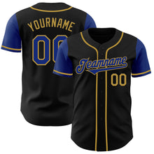 Load image into Gallery viewer, Custom Black Royal-Old Gold Authentic Two Tone Baseball Jersey
