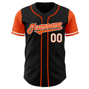 Custom Black Orange-White Authentic Two Tone Baseball Jersey