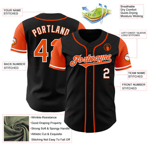 Custom Black Orange-White Authentic Two Tone Baseball Jersey