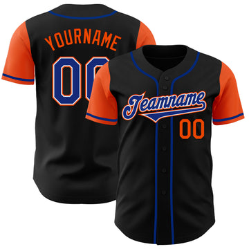 Custom Black Royal-Orange Authentic Two Tone Baseball Jersey