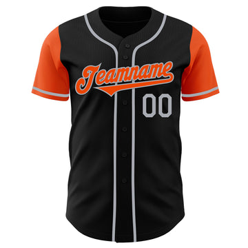 Custom Black Orange-Gray Authentic Two Tone Baseball Jersey