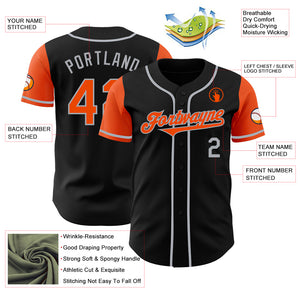 Custom Black Orange-Gray Authentic Two Tone Baseball Jersey