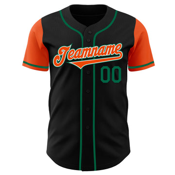 Custom Black Orange-Kelly Green Authentic Two Tone Baseball Jersey