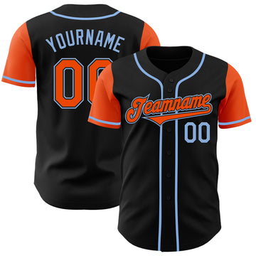 Custom Black Orange-Light Blue Authentic Two Tone Baseball Jersey