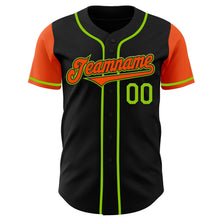 Load image into Gallery viewer, Custom Black Orange-Neon Green Authentic Two Tone Baseball Jersey
