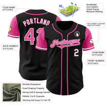 Load image into Gallery viewer, Custom Black Pink-White Authentic Two Tone Baseball Jersey
