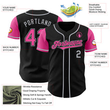 Load image into Gallery viewer, Custom Black Pink-Gray Authentic Two Tone Baseball Jersey
