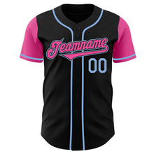 Load image into Gallery viewer, Custom Black Pink-Light Blue Authentic Two Tone Baseball Jersey
