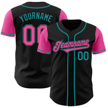 Load image into Gallery viewer, Custom Black Pink-Teal Authentic Two Tone Baseball Jersey
