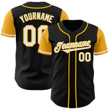 Load image into Gallery viewer, Custom Black White-Gold Authentic Two Tone Baseball Jersey
