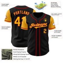 Load image into Gallery viewer, Custom Black Gold-Red Authentic Two Tone Baseball Jersey
