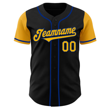 Custom Black Gold-Royal Authentic Two Tone Baseball Jersey