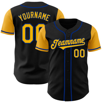 Custom Black Gold-Royal Authentic Two Tone Baseball Jersey