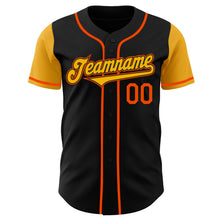 Load image into Gallery viewer, Custom Black Gold-Orange Authentic Two Tone Baseball Jersey
