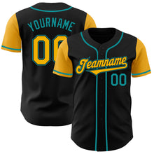 Load image into Gallery viewer, Custom Black Gold-Teal Authentic Two Tone Baseball Jersey
