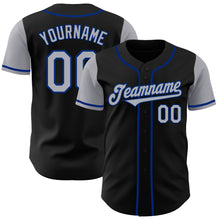 Load image into Gallery viewer, Custom Black Gray-Royal Authentic Two Tone Baseball Jersey
