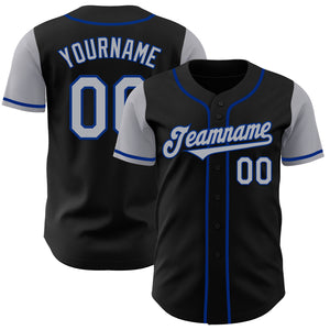 Custom Black Gray-Royal Authentic Two Tone Baseball Jersey