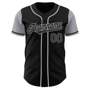 Custom Black Gray Authentic Two Tone Baseball Jersey