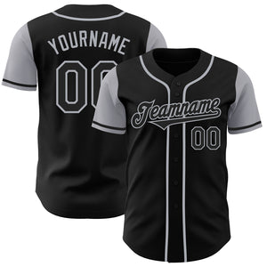 Custom Black Gray Authentic Two Tone Baseball Jersey