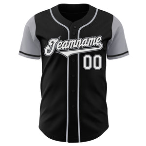 Custom Black White-Gray Authentic Two Tone Baseball Jersey