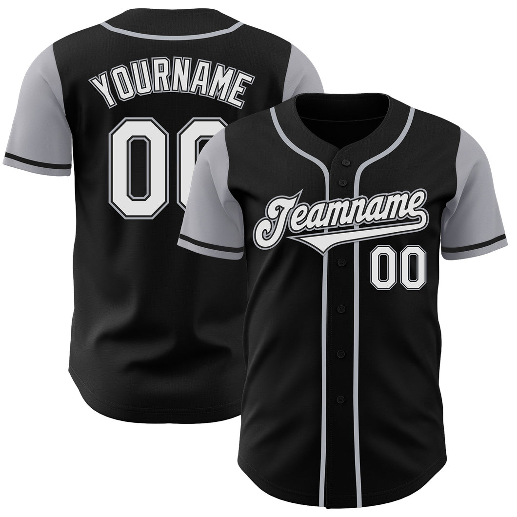 Custom Black White-Gray Authentic Two Tone Baseball Jersey