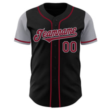 Load image into Gallery viewer, Custom Black Crimson-Gray Authentic Two Tone Baseball Jersey
