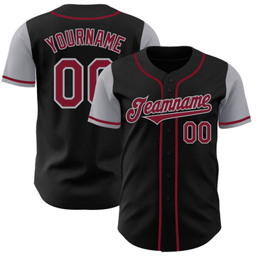 Custom Black Crimson-Gray Authentic Two Tone Baseball Jersey