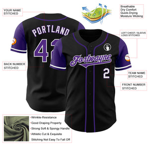 Custom Black Purple-White Authentic Two Tone Baseball Jersey