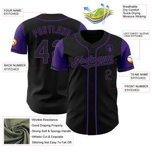 Custom Black Purple Authentic Two Tone Baseball Jersey