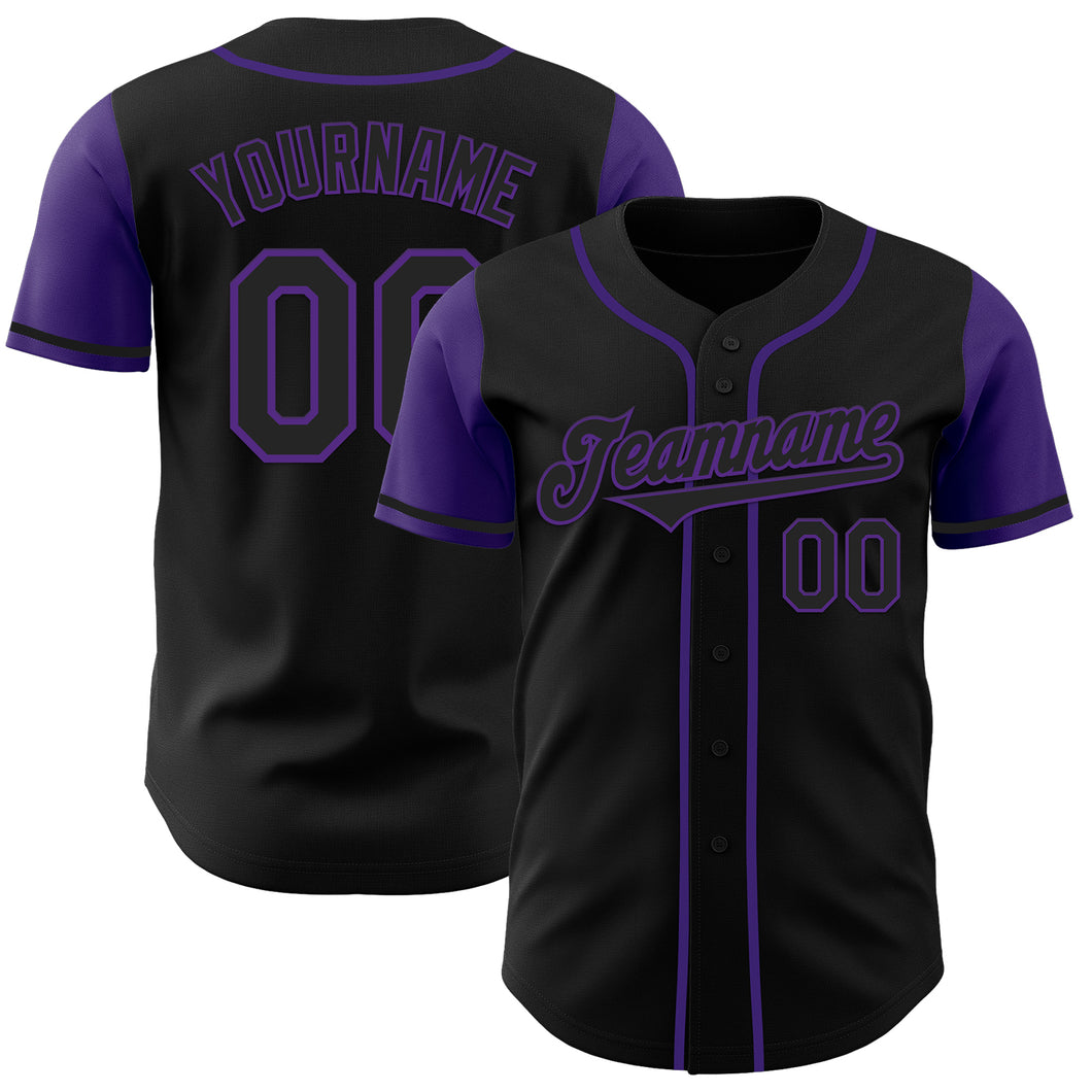 Custom Black Purple Authentic Two Tone Baseball Jersey