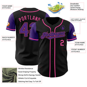 Custom Black Purple-Pink Authentic Two Tone Baseball Jersey