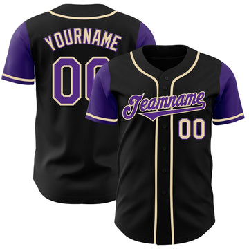 Custom Black Purple-Cream Authentic Two Tone Baseball Jersey