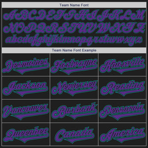 Custom Black Purple-Teal Authentic Two Tone Baseball Jersey