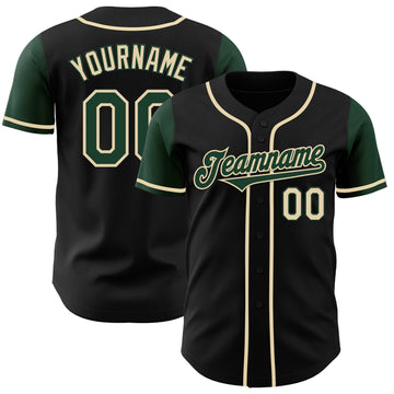 Custom Black Green-Cream Authentic Two Tone Baseball Jersey