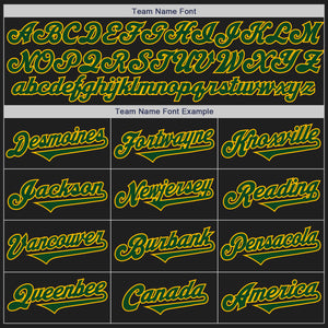 Custom Black Green-Gold Authentic Two Tone Baseball Jersey