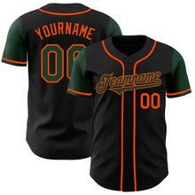 Load image into Gallery viewer, Custom Black Green-Orange Authentic Two Tone Baseball Jersey
