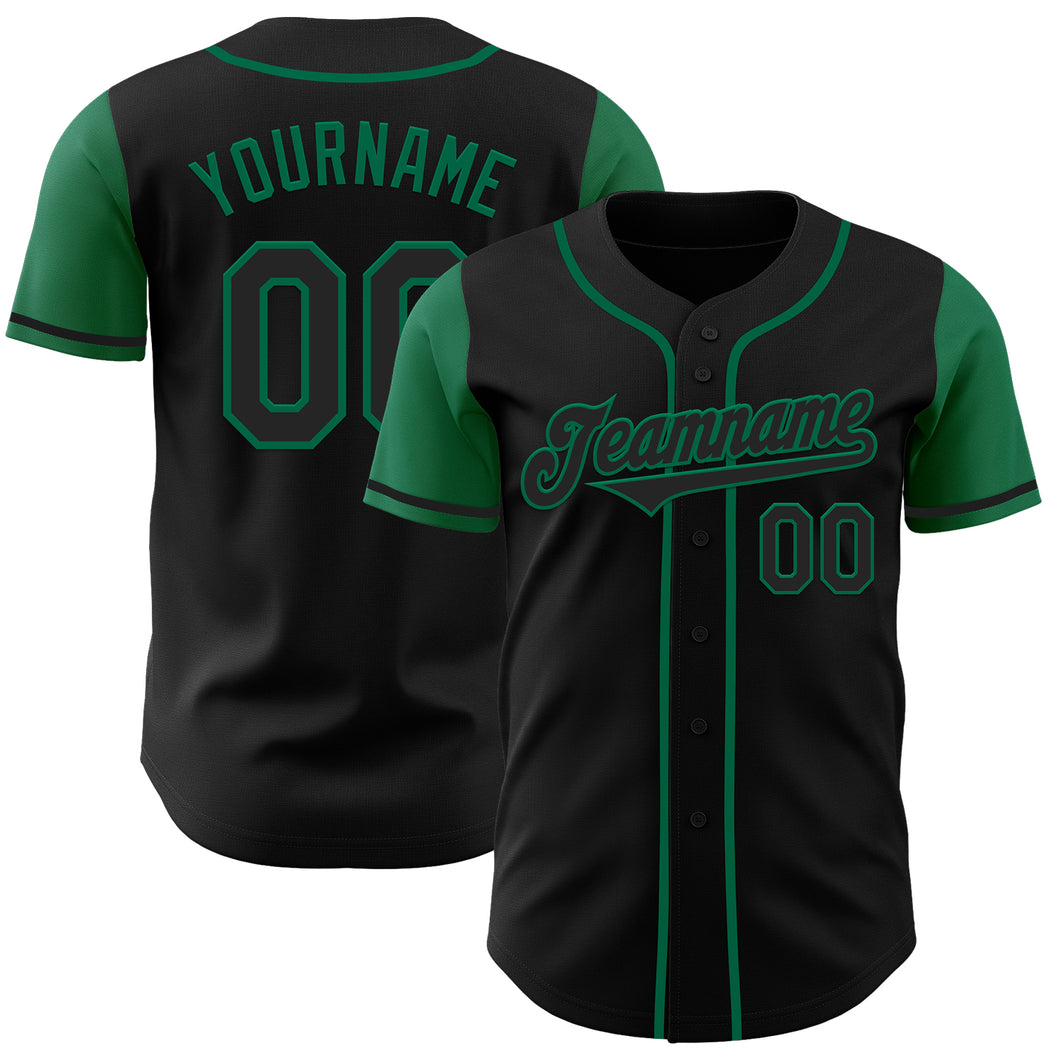 Custom Black Kelly Green Authentic Two Tone Baseball Jersey