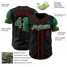 Load image into Gallery viewer, Custom Black Kelly Green-Red Authentic Two Tone Baseball Jersey
