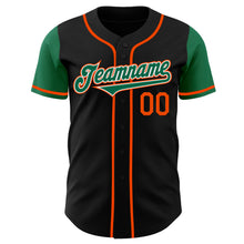 Load image into Gallery viewer, Custom Black Kelly Green-Orange Authentic Two Tone Baseball Jersey
