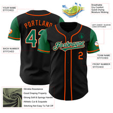 Load image into Gallery viewer, Custom Black Kelly Green-Orange Authentic Two Tone Baseball Jersey
