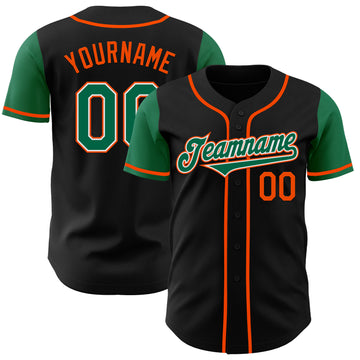 Custom Black Kelly Green-Orange Authentic Two Tone Baseball Jersey