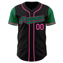 Load image into Gallery viewer, Custom Black Kelly Green-Pink Authentic Two Tone Baseball Jersey
