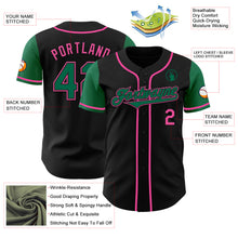 Load image into Gallery viewer, Custom Black Kelly Green-Pink Authentic Two Tone Baseball Jersey
