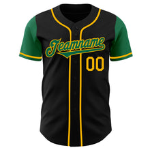 Load image into Gallery viewer, Custom Black Kelly Green-Gold Authentic Two Tone Baseball Jersey
