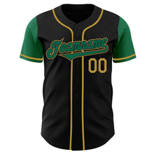 Load image into Gallery viewer, Custom Black Kelly Green-Old Gold Authentic Two Tone Baseball Jersey
