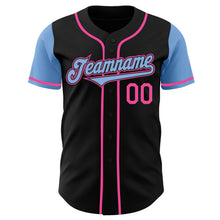 Load image into Gallery viewer, Custom Black Light Blue-Pink Authentic Two Tone Baseball Jersey
