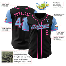 Load image into Gallery viewer, Custom Black Light Blue-Pink Authentic Two Tone Baseball Jersey
