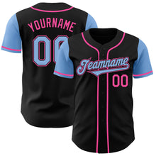 Load image into Gallery viewer, Custom Black Light Blue-Pink Authentic Two Tone Baseball Jersey
